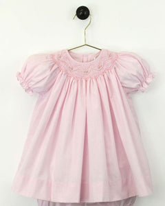 Smocked day dress with matching bonnet