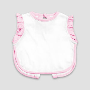 Baby Girl White W/ Pink Trim Ruffle Apron Bib
