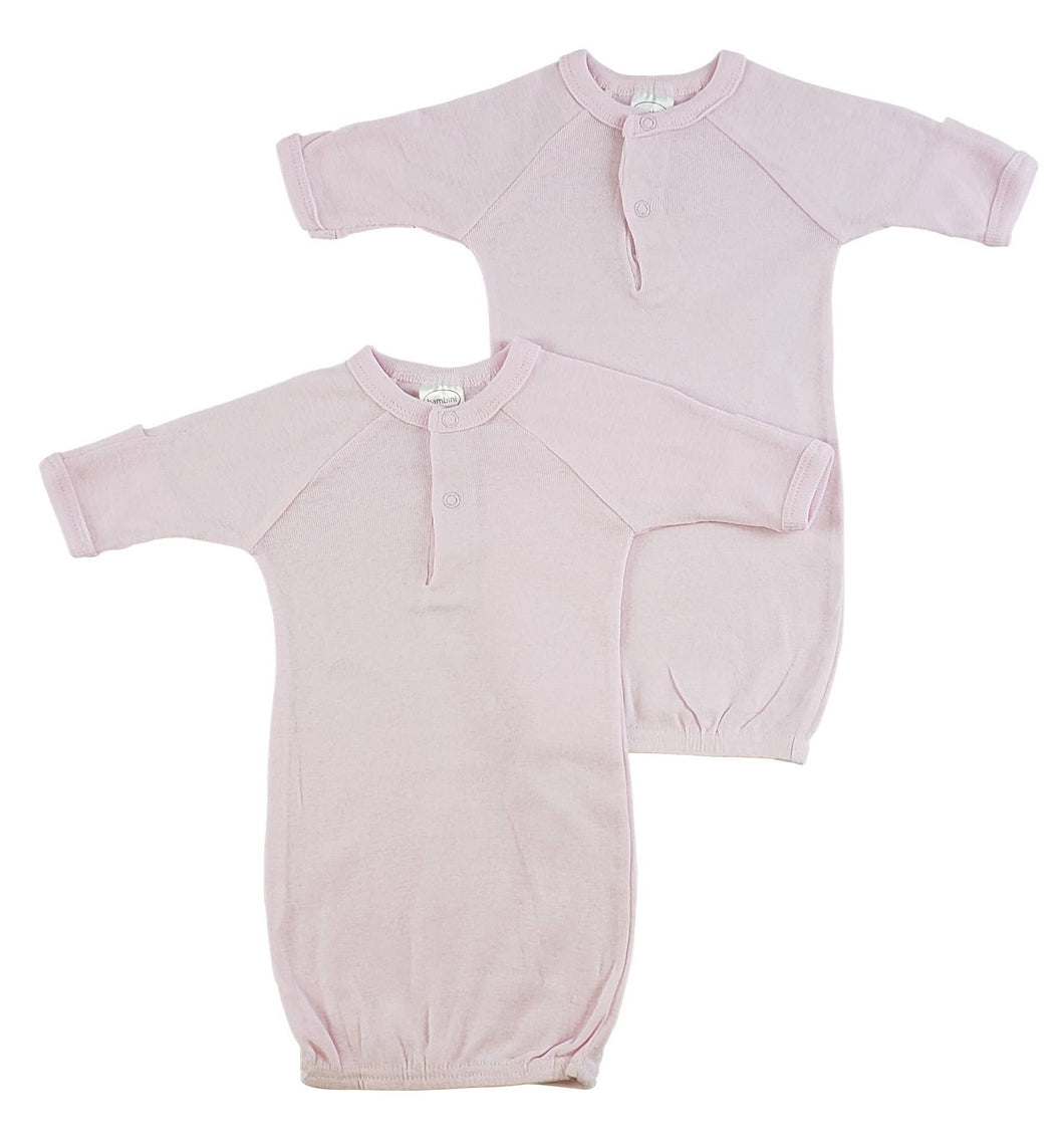 2 Pack - Bambini Preemie Solid Pink Gown