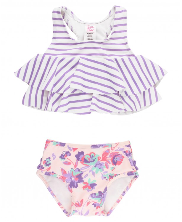 Ruffle Butts Lavender Stripe Flounce Bikini
