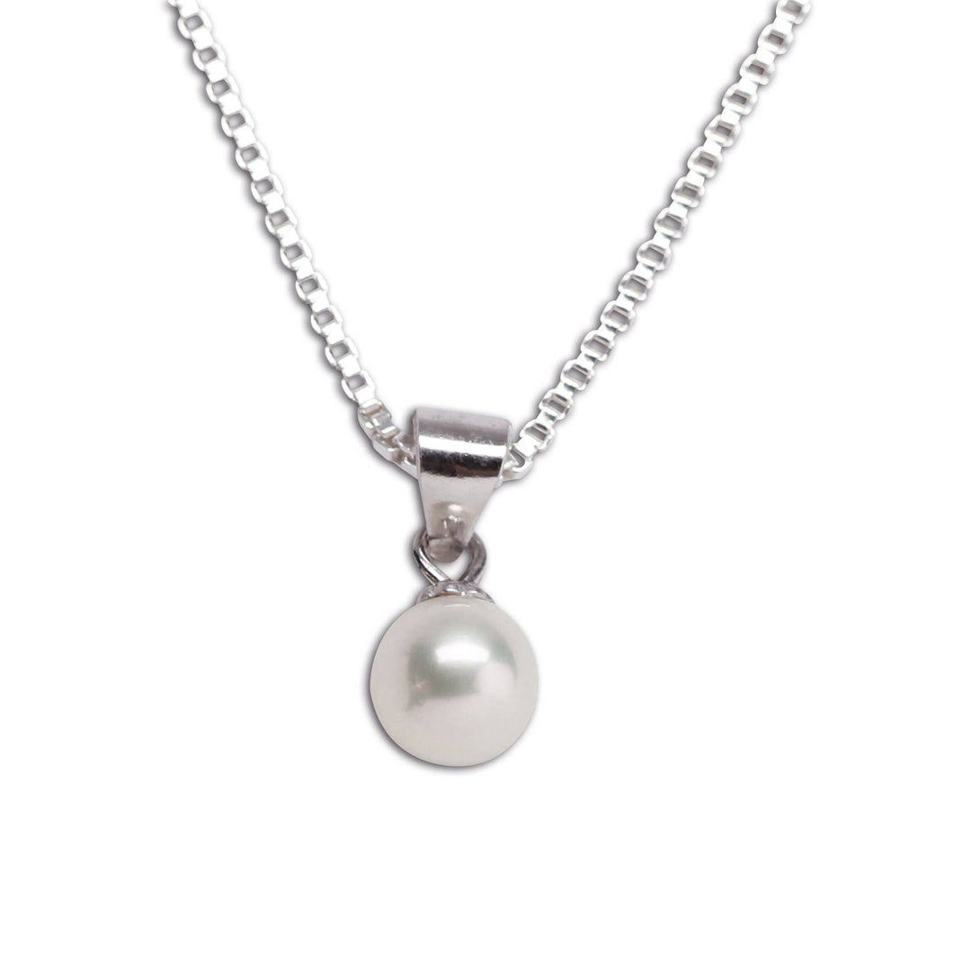 Sterling Silver Girls Pearl Pendant Necklace for Children