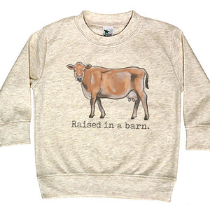 "Raised in a barn" Cow Toddler Long Sleeve Shirt
