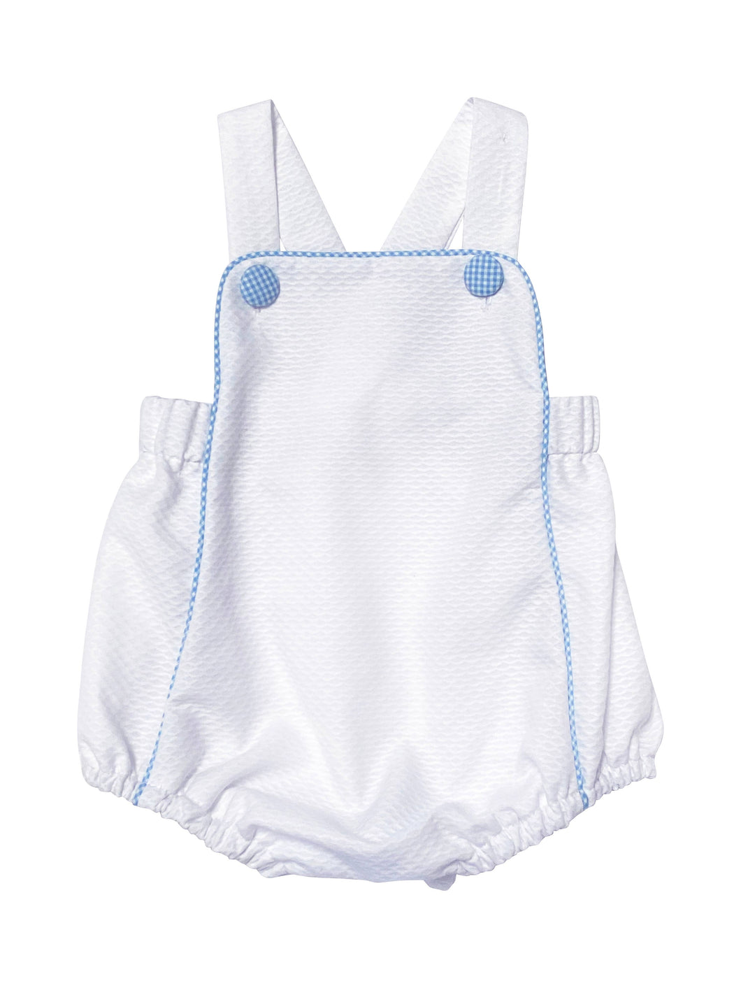 White and Blue baby Boy Strap Romper