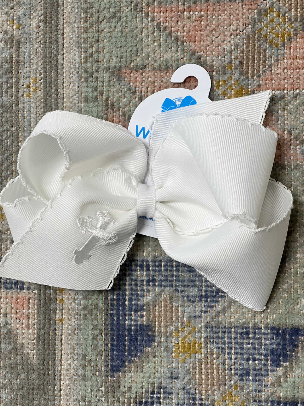 Wee Ones Cross Embroidered Bow