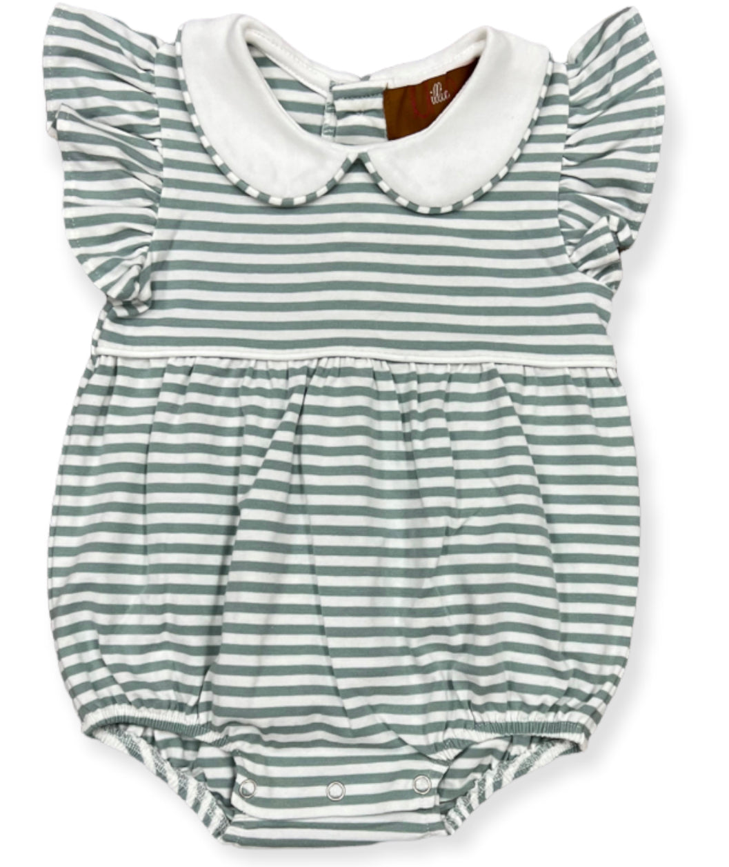 Sage Stripe Bubble with Collar